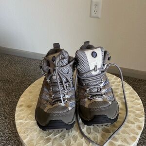 Merrell Women's Gray and Black with Purple Accent Hiking Boots